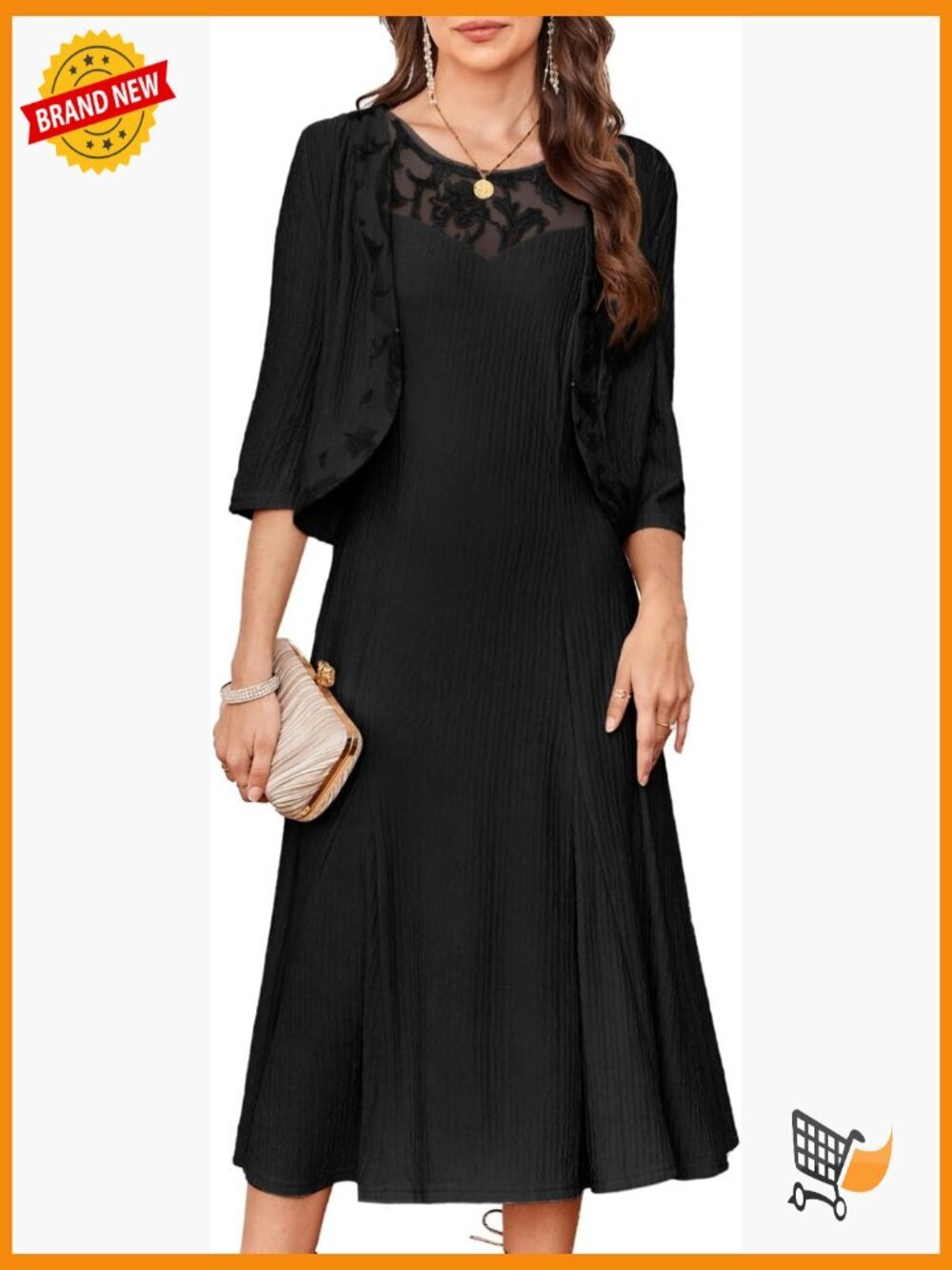 Mother of the Bride Dress with Jacket - Formal Evening Midi A-Line Sequin